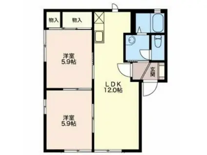 ウィステリア菊川C(2LDK/1階)の間取り写真