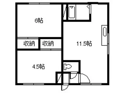 グリーンハイツ豊岡(2DK/1階)の間取り写真
