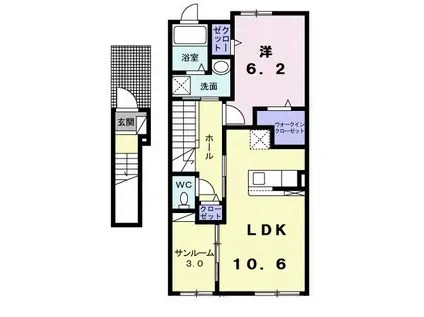 ネオ・フローラル(1LDK/2階)の間取り写真