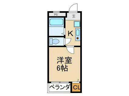 ハーマンション1(1K/2階)の間取り写真