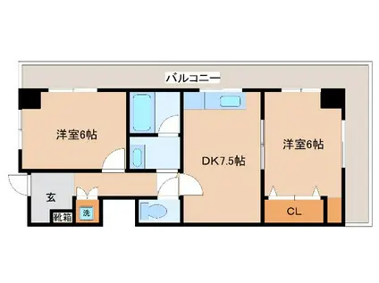 メルヘンハイツ(2DK/6階)の間取り写真