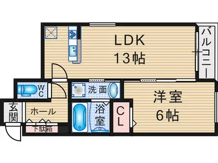 アネックス服部(1LDK/1階)の間取り写真