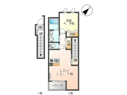 サンパレス(1LDK/2階)の間取り写真