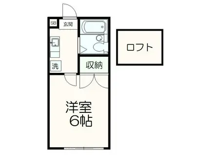 ロフトハウス銀河(1K/2階)の間取り写真