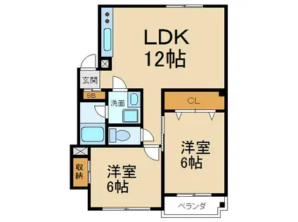 ハイコーポ利余 A棟(2LDK/3階)の間取り写真