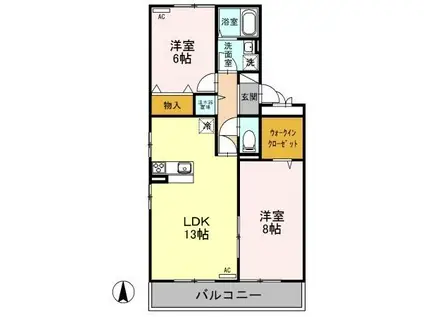 セブンワンテンE(2LDK/2階)の間取り写真