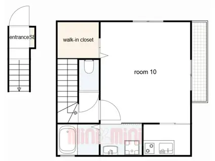 プチエミナールII(1K/2階)の間取り写真