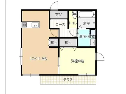 ディアコート平松(1LDK/1階)の間取り写真