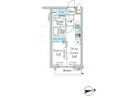 デュオフラッツ千歳船橋(1LDK/1階)の間取り写真