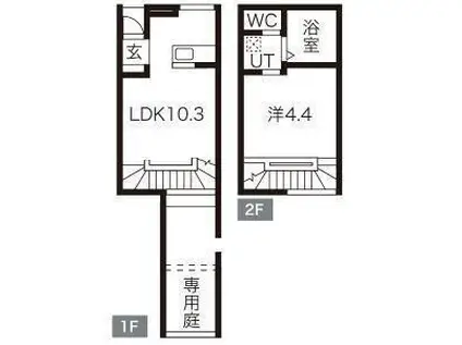 QRESTIA塩釜(1LDK/1階)の間取り写真