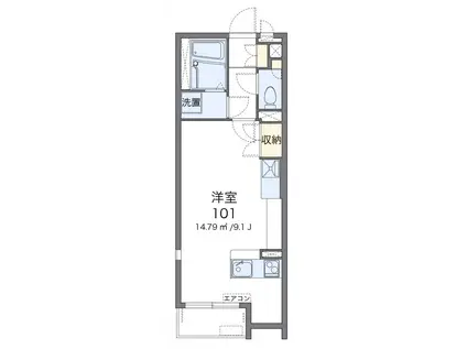 POEMII(ワンルーム/2階)の間取り写真