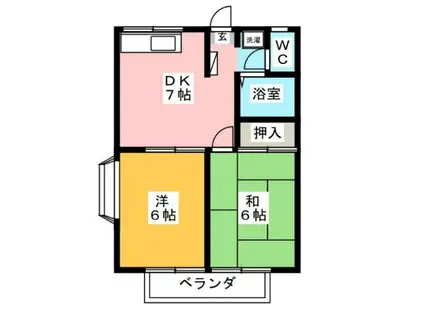 ウエストヒルA(2DK/2階)の間取り写真