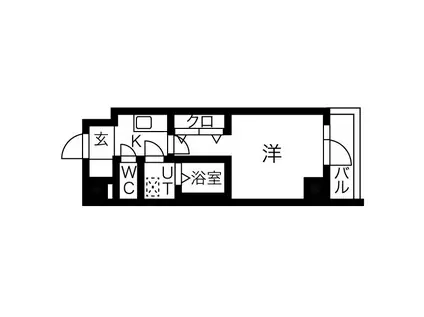 プライムアーバン仙台木町通(1K/8階)の間取り写真