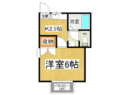 フレグランスリファインB(1K/2階)の間取り写真