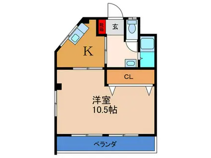 マンションかわにし(1K/4階)の間取り写真