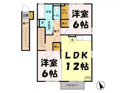 PUREZZA春日部(2LDK/2階)の間取り写真