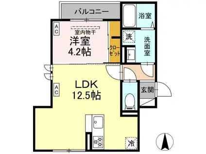 セレスティア扇VI(1LDK/2階)の間取り写真