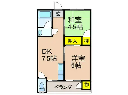 第二清水ハウス(2DK/2階)の間取り写真