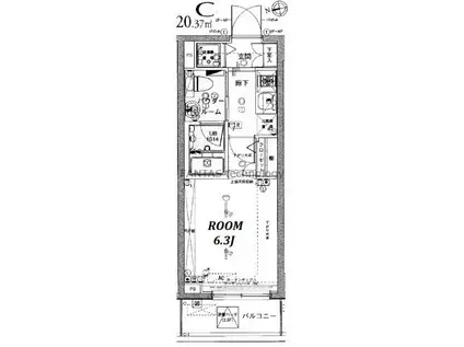 ブライズ品川大井(1K/3階)の間取り写真