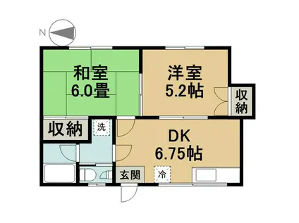 フローラV(2DK/1階)の間取り写真