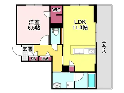 スカイ ウィング(1LDK/1階)の間取り写真