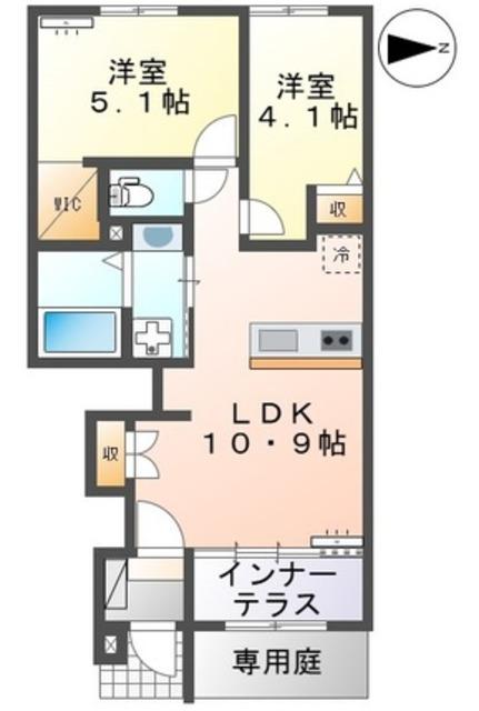 沼津市東椎路アパート(2LDK/1階)の間取り写真