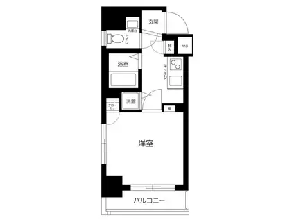 パークウェルツインズ西新宿ノースピア(1K/2階)の間取り写真