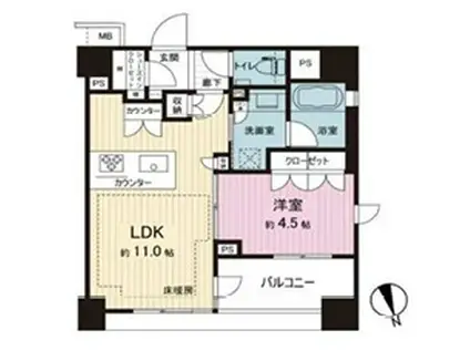 八丁堀   アクセス良好  1LDK(1LDK/4階)の間取り写真