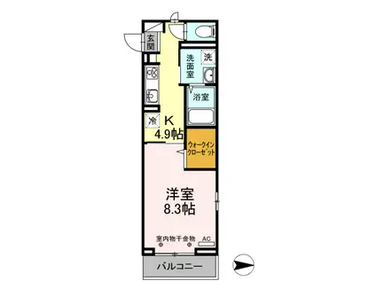 Dーメゾン A棟(1K/2階)の間取り写真
