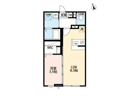 ROBOT HOME 矢部Ⅱ(1LDK/2階)の間取り写真