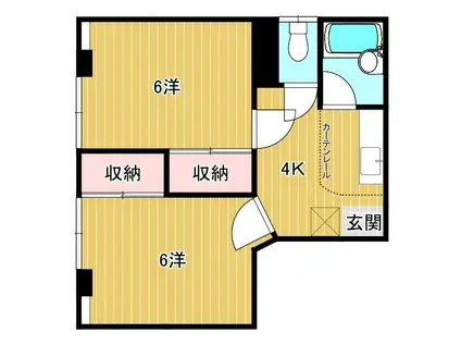 シティビル(2K/3階)の間取り写真