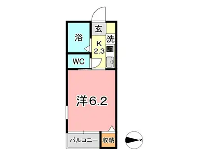 さんさん館 C(1K/2階)の間取り写真