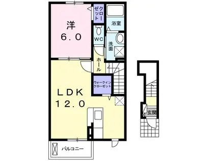 グランソレイユRM I(1LDK/2階)の間取り写真
