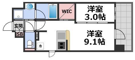 レオンヴァリエ長堀通(1LDK/9階)の間取り写真