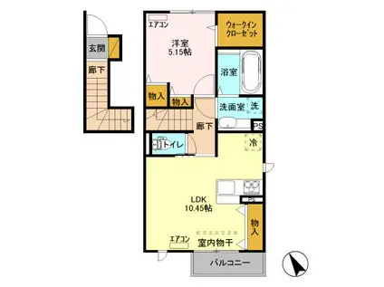 CRESCENT(1LDK/2階)の間取り写真