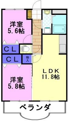 ユーミーケンズ(2LDK/3階)の間取り写真