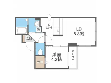 VILLA URBANA桑園(1LDK/4階)の間取り写真