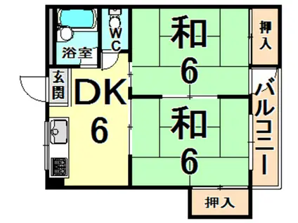 エス・テラス伊丹(2DK/1階)の間取り写真