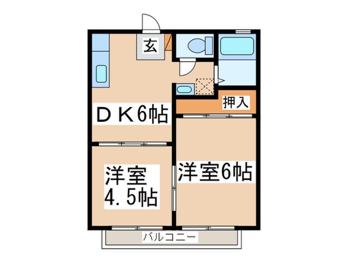 ハイムピーコック(2DK/2階)の間取り写真