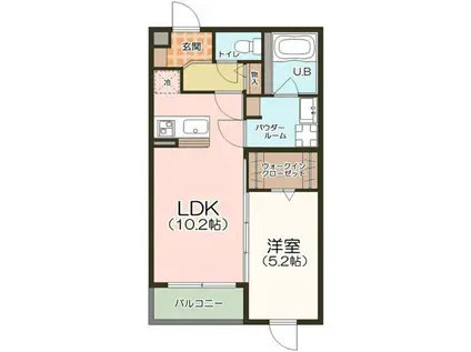 ニンフェンブルグ堀田(1LDK/2階)の間取り写真