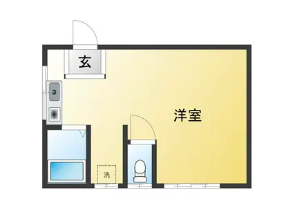 白百合荘(ワンルーム/1階)の間取り写真
