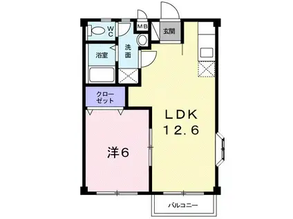 サンセット森(1LDK/2階)の間取り写真