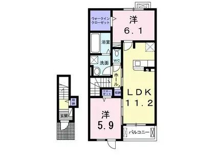 ハイ マウンテン A(2LDK/2階)の間取り写真