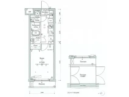 スカイコートグレース世田谷弦巻(1K/1階)の間取り写真