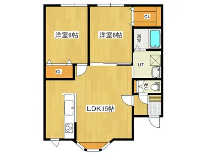 ＪＲ石北本線 北見駅 徒歩27分 2階建 築27年(2LDK/1階)の間取り写真