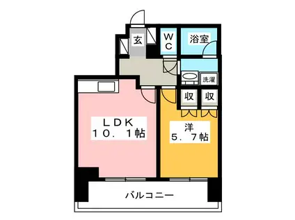 ライオンズタワー府中(1LDK/22階)の間取り写真