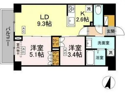ロイジェント西新井(2LDK/4階)の間取り写真