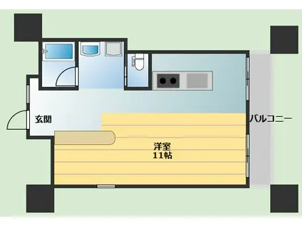 高木マンション(ワンルーム/1階)の間取り写真