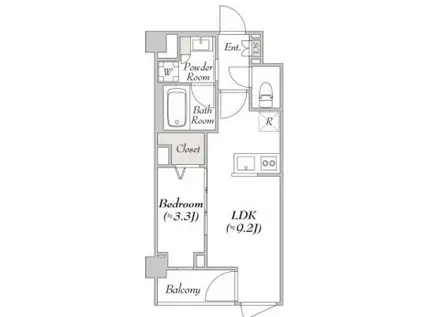 ルミーク北千住(1LDK/3階)の間取り写真