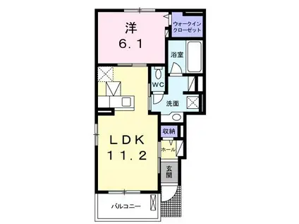 浜方グランコート A(1LDK/1階)の間取り写真
